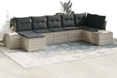 Vidaxl Hagesofa Set 7 pcs Lysegrå