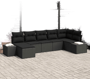 Vidaxl Hagesofa Set 7 pcs Svart