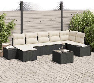 Vidaxl Hagesofa Set 7 pcs Svart