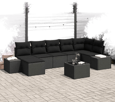 Vidaxl Hagesofa Set 7 pcs Svart