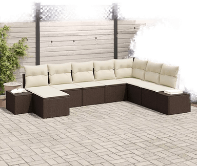 Vidaxl Hagesofa Set 8 pcs Brun og Krem