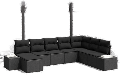 Vidaxl Hagesofa Set 8 pcs Svart