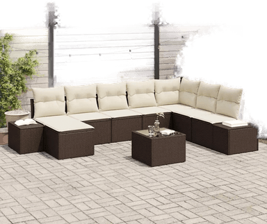 Vidaxl Hagesofa Set 8 pcs Brun og Krem
