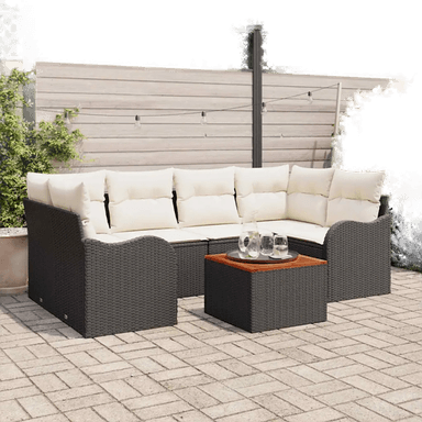 Vidaxl Hagesofa Set 7 pcs Svart og krem