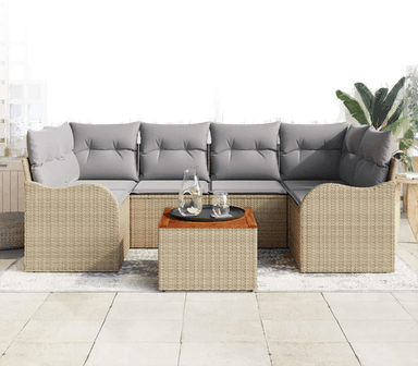 Vidaxl Hagesofa Set 7 pcs Beige og lys grå