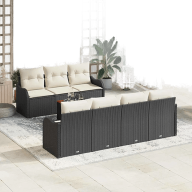 Vidaxl Hagesofa Set 8 pcs Svart Krem