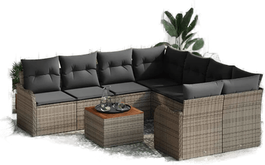 Vidaxl Hagesofa Set 9 pcs Grå