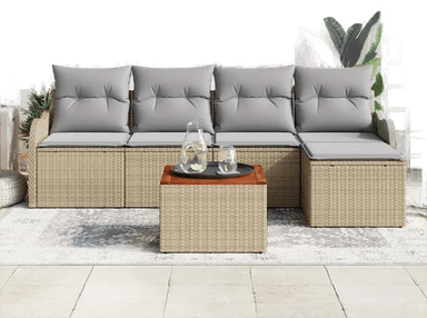 Vidaxl Hagesofa Set 6 pcs Beige og lys grå