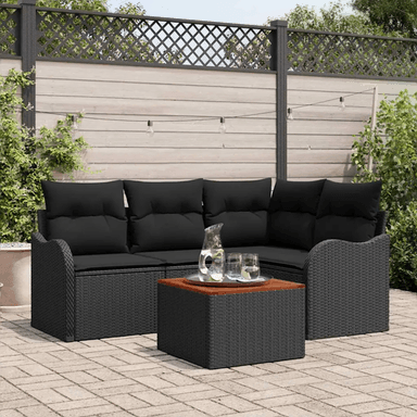Vidaxl Hagesofa Set 5 pcs Svart