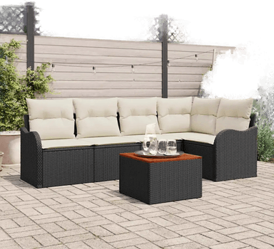 Vidaxl Hagesofa Set 6 pcs Svart og krem