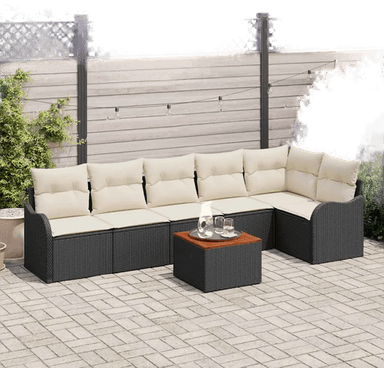 Vidaxl Hagesofa Set 7 pcs Svart og krem