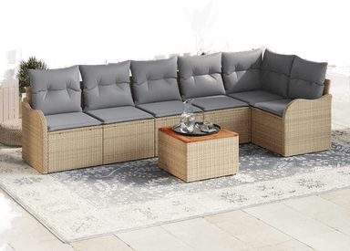 Vidaxl Hagesofa Set 7 pcs Beige og lys grå