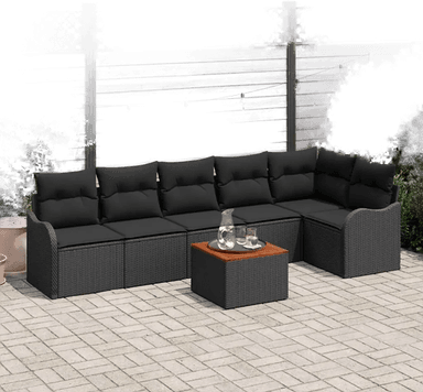 Vidaxl Hagesofa Set 7 pcs Svart