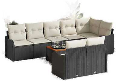 Vidaxl Hagesofa Set 9 pcs Svart og krem