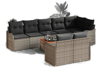 Vidaxl Hagesofa Set 9 pcs Grå