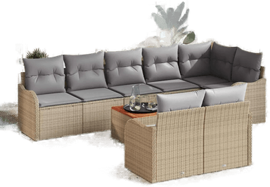 Vidaxl Hagesofa Set 9 pcs Beige og lys grå