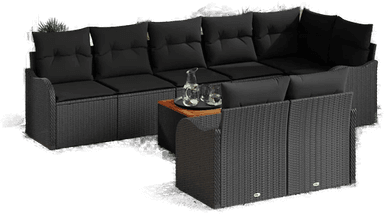 Vidaxl Hagesofa Set 9 pcs Svart