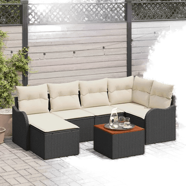 Vidaxl Hagesofa Set 7 pcs Svart og krem