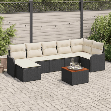 Vidaxl Hagesofa Set 8 pcs Svart og krem