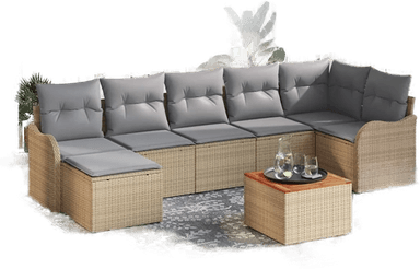 Vidaxl Hagesofa Set 8 pcs Beige og lys grå