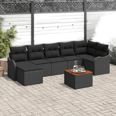 Vidaxl Hagesofa Set 8 pcs Svart