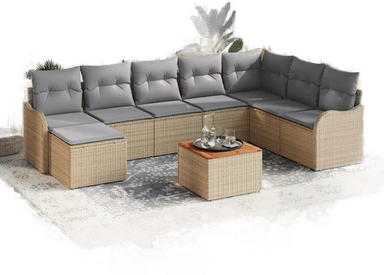 Vidaxl Hagesofa Set 9 pcs Beige og lys grå