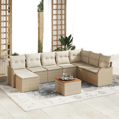 Vidaxl Hagesofa Set 9 pcs Beige