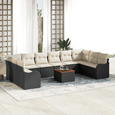 Vidaxl Hagesofa Set 11 pcs Svart og krem