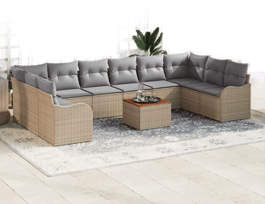 Vidaxl Hagesofa Set 11 pcs Beige og lys grå