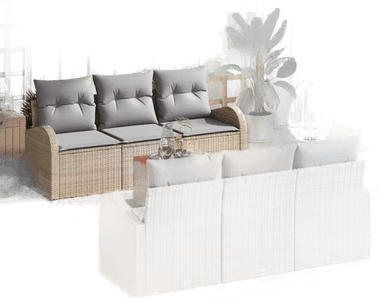 Vidaxl Hagesofa Set 7 pcs Beige og lys grå