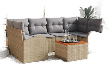 Vidaxl Hagesofa Set 7 pcs Beige og lys grå