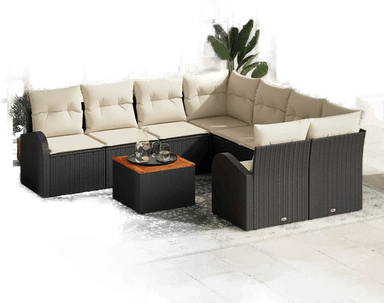Vidaxl Hagesofa Set 9 pcs Svart og krem