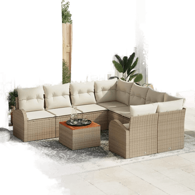 Vidaxl Hagesofa Set 9 pcs Beige