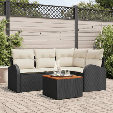 Vidaxl Hagesofa Set 5 pcs Svart og krem