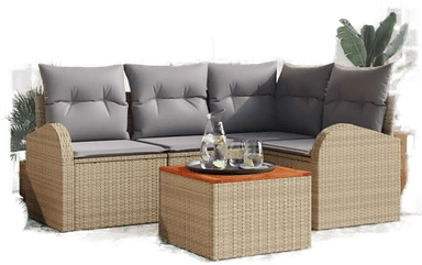 Vidaxl Hagesofa Set 5 pcs Beige og lys grå