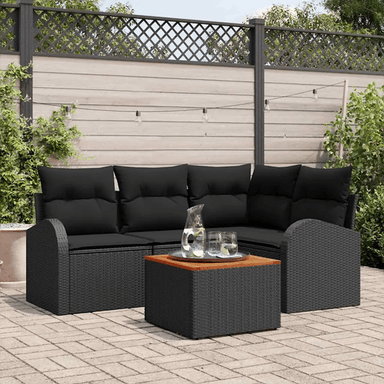 Vidaxl Hagesofa Set 5 pcs Svart