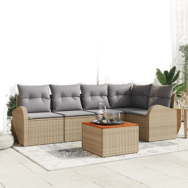 Vidaxl Hagesofa Set 6 pcs Beige og lys grå