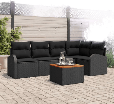Vidaxl Hagesofa Set 6 pcs Svart
