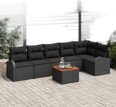 Vidaxl Hagesofa Set 7 pcs Svart