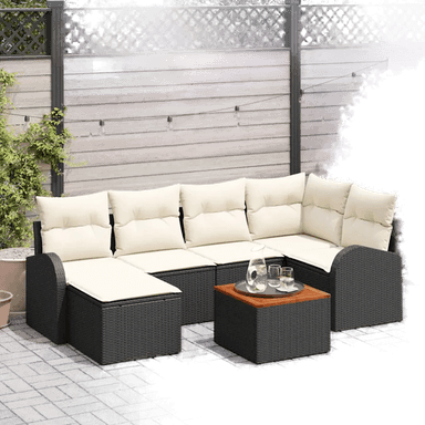 Vidaxl Hagesofa Set 7 pcs Svart og krem