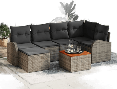 Vidaxl Hagesofa Set 7 pcs Grå