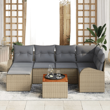 Vidaxl Hagesofa Set 7 pcs Beige og lys grå