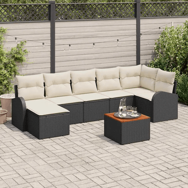 Vidaxl Hagesofa Set 8 pcs Svart og krem