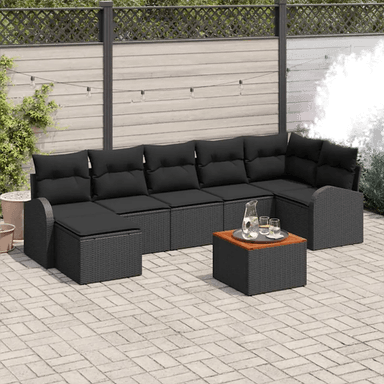 Vidaxl Hagesofa Set 8 pcs Svart