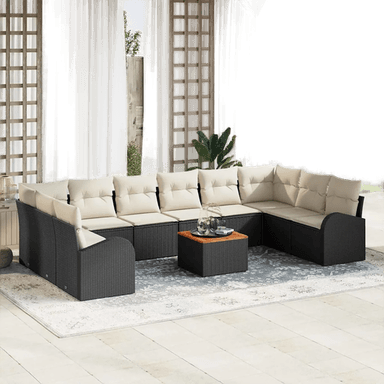 Vidaxl Hagesofa Set 11 pcs Svart og krem