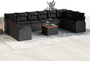 Vidaxl Hagesofa Set 11 pcs Svart