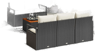 Vidaxl Hagesofa Set 6 pcs Svart og krem