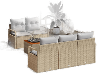 Vidaxl Hagesofa Set 6 pcs Beige og lys grå