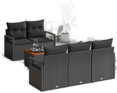 Vidaxl Hagesofa Set 6 pcs Svart