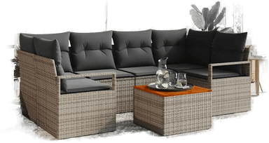 Vidaxl Hagesofa Set 7 pcs Grå